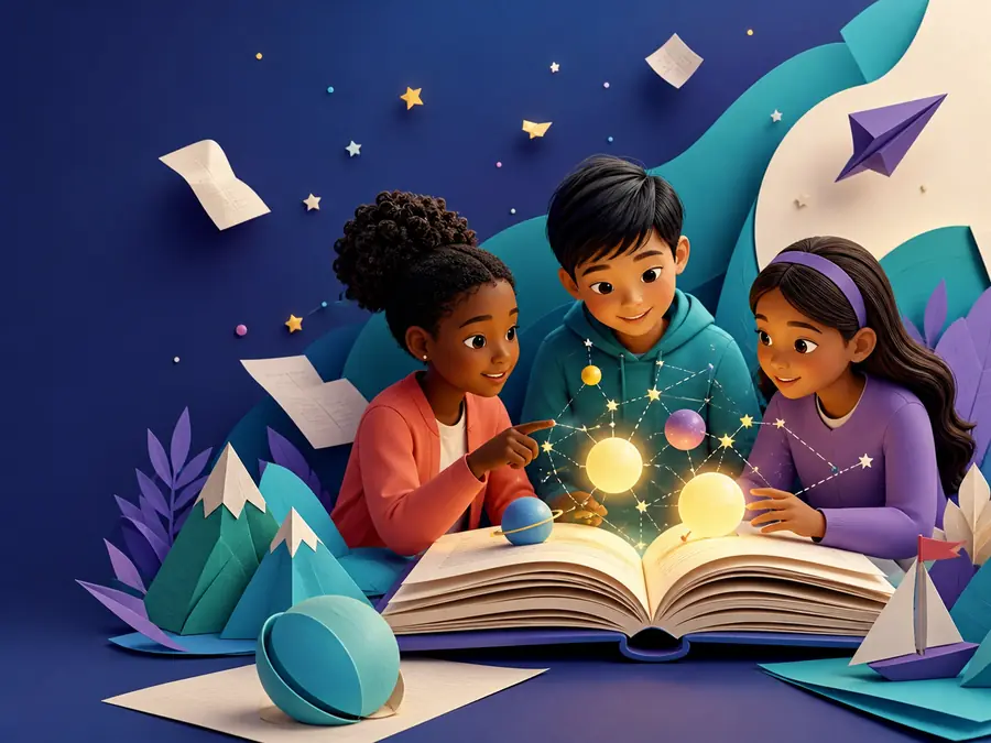 Illustrated explorers celebrating a discovery